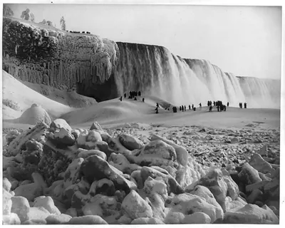 Photograph of ice bridge, ice mound and American Fall, Niagara--Instantaneous / by Geo. Barker, Niagara Falls, N.Y.