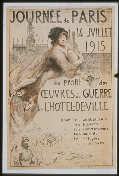 Journeacutee de Paris. 14 Juillet 1915 au profit des oeuvres de guerre de lHocirctel-de-Ville. Pour les combattants . . .