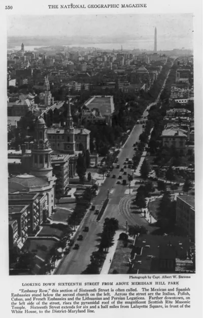 Looking down 16th St. from above Meridian Hill Park