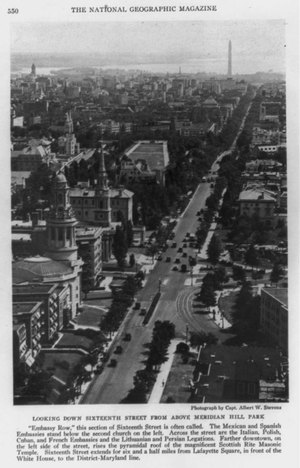 Looking down 16th St. from above Meridian Hill Park, 1931 Nov. — historic print