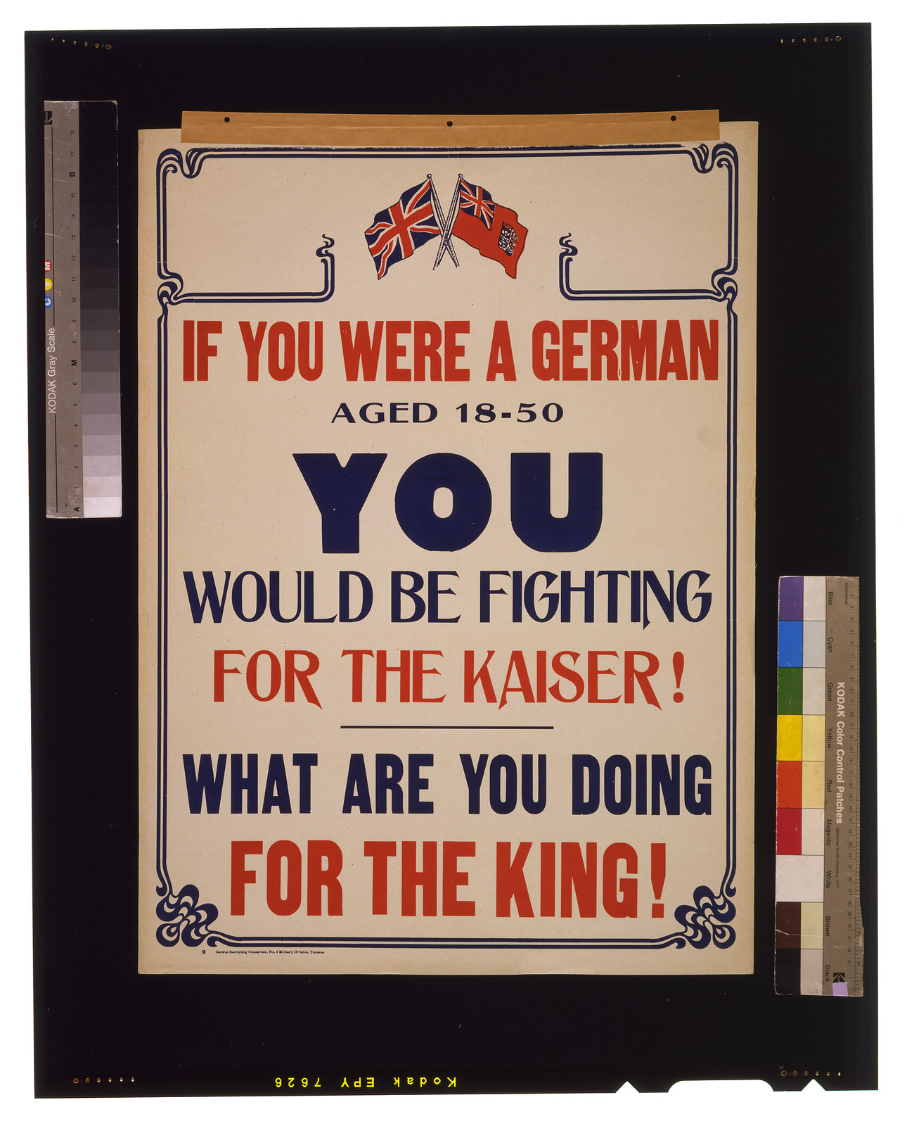 If you were a German aged 18-50 you would be fighting for the Kaiser! What are you doing for the King!, 1915 — vintage poster