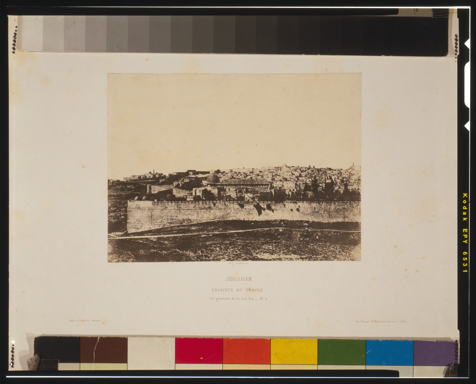 Jérusalem, enceinte du temple--Vue générale de la face Est - Pl. 1 / Aug. Salzmann., Paris : Gidé et J. Baudry, 1856. — historic photograph