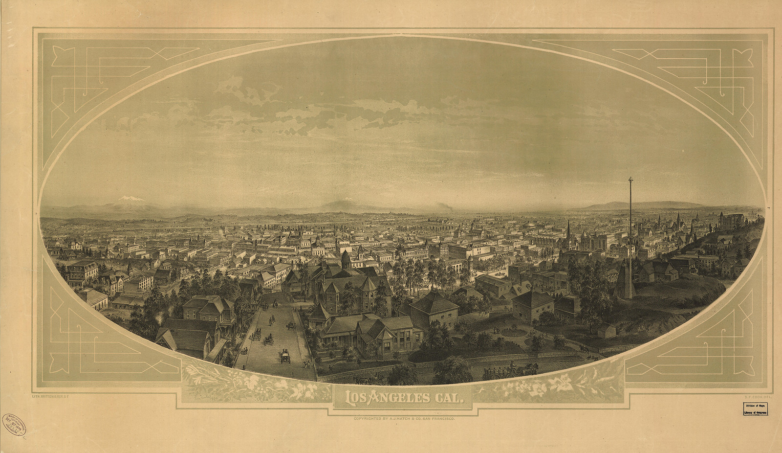 CA Los Angeles 1888 MAP, 1888 — antique map