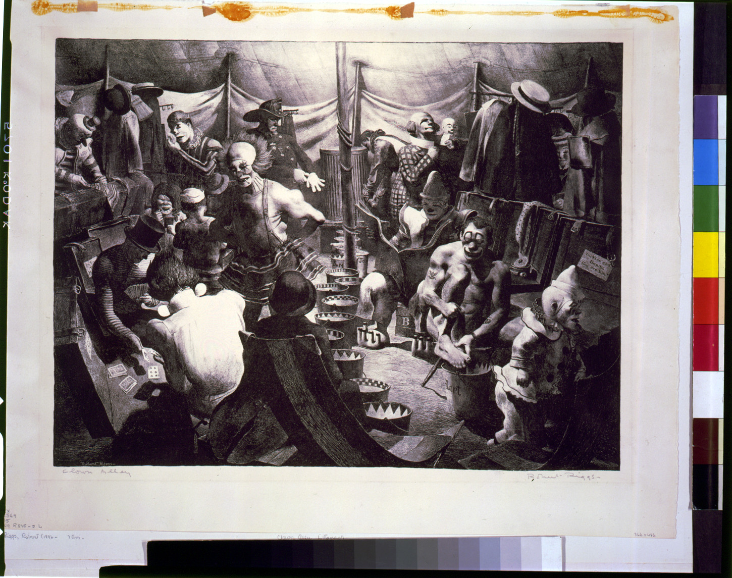 Clown alley / Robert Riggs., [between 1930 and 1960(?)] — antique lithograph