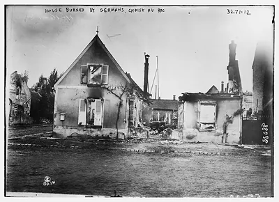 House burned by Gers., Choisy Au Bac