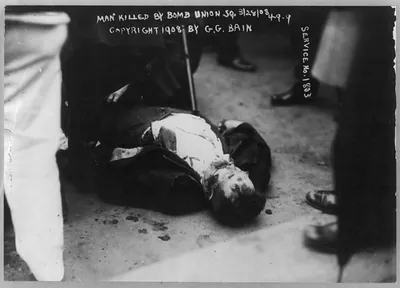 [Dead man, killed by bomb at Anarchist riot, Union Square, New York City]