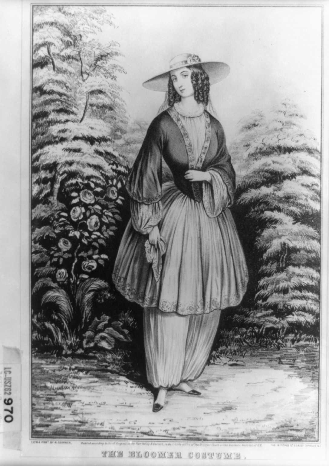 The bloomer costume, [New York] : N. Currier, 1851. — antique lithograph