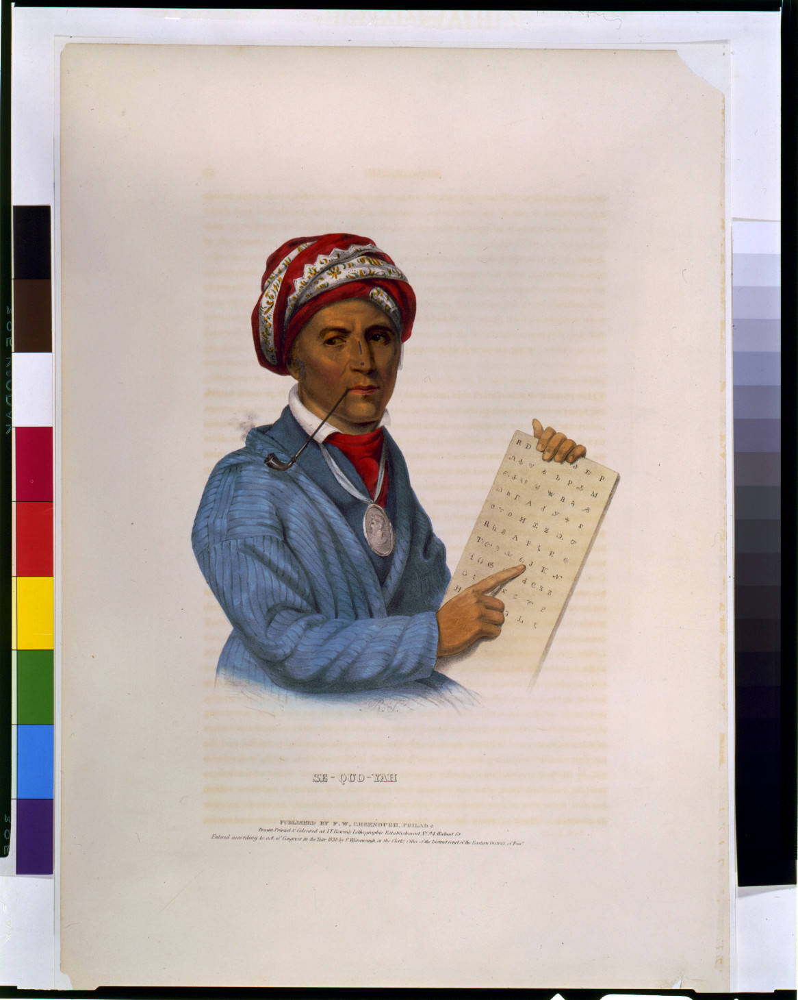 Se-Quo-Yah / R.T., Philad. : F.W. Greenough, c1836. — antique lithograph