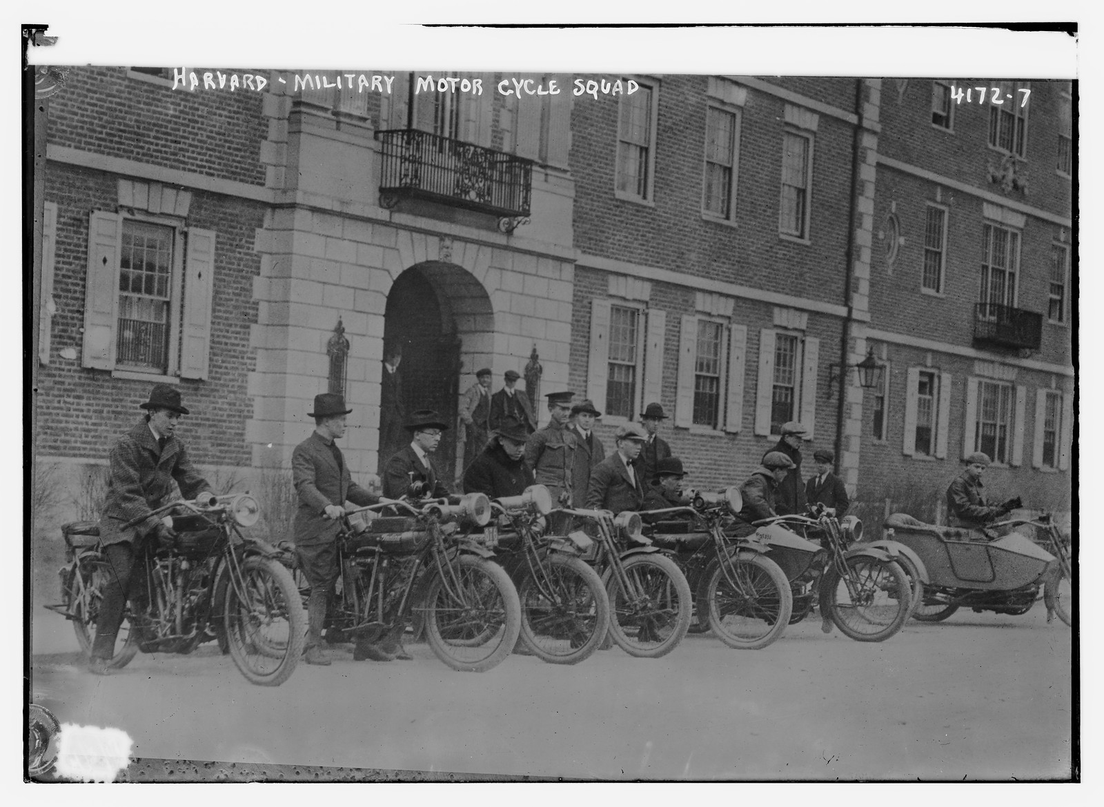 Military motor cycle squad, Harvard, n/a — historic photograph