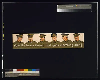 Join the brave throng that goes marching along / Gerald Wood ; printed by Beck & Inchbold, Ltd., Leeds and London.
