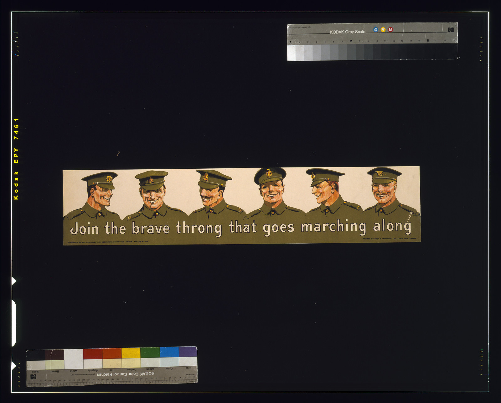 Join the brave throng that goes marching along / Gerald Wood ; printed by Beck & Inchbold, Ltd., Leeds and London., London : Parliamentary Recruiting Committee, [1915] — vintage poster
