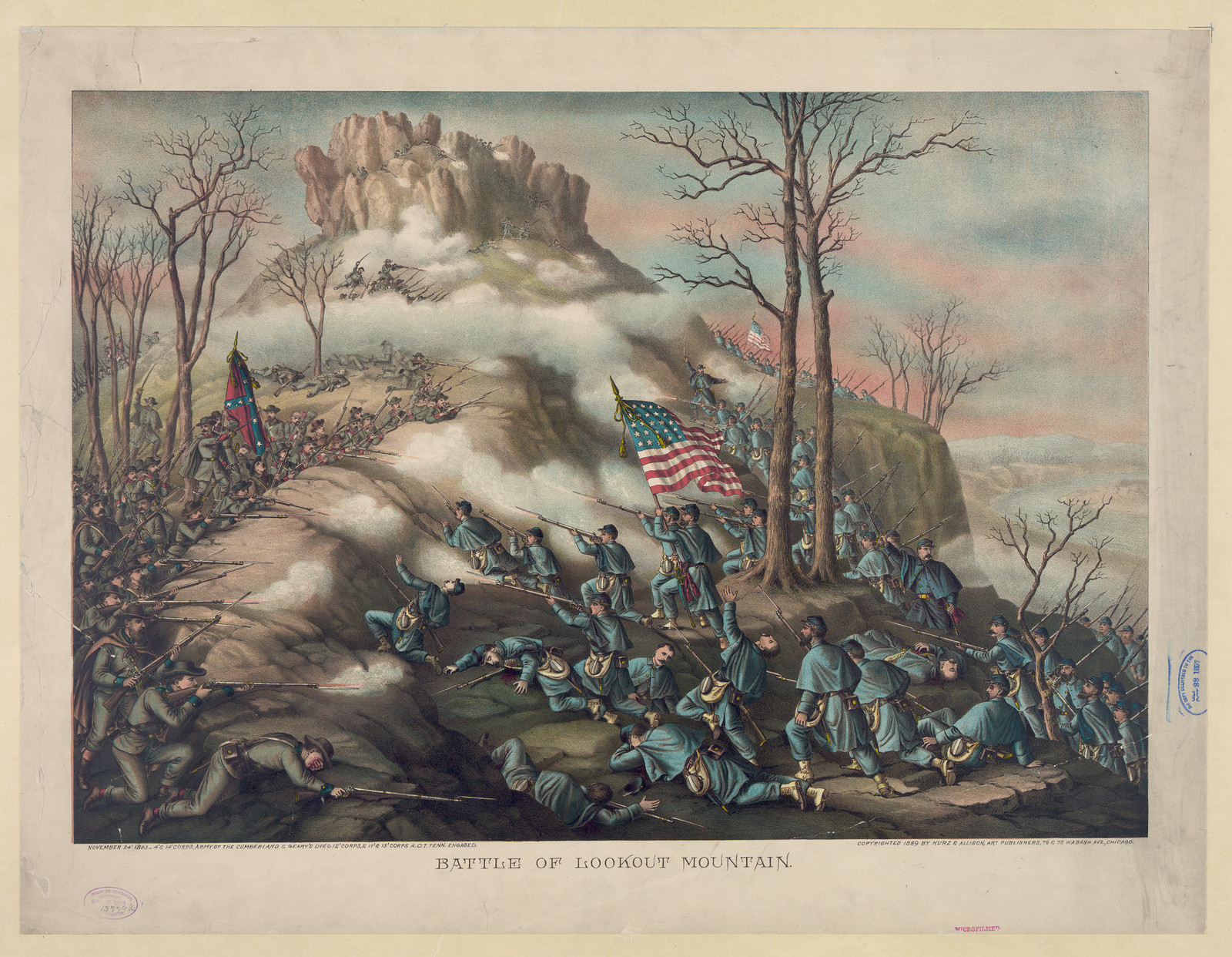 Lookout Mountain, c1883 Mar. 9. — antique lithograph