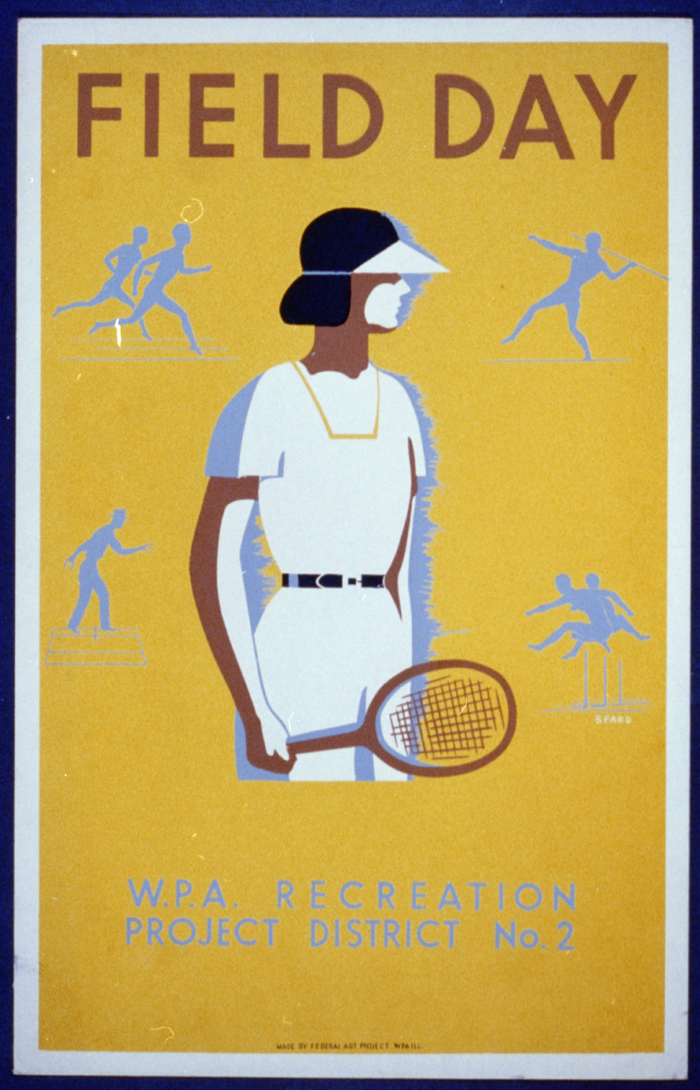 Field day--WPA recreation project Dist. No. 2 / Beard., 1939 — vintage poster