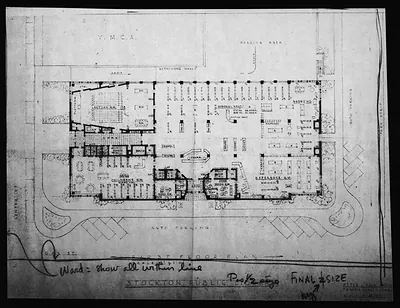 First floor plan, Stockton Public Library