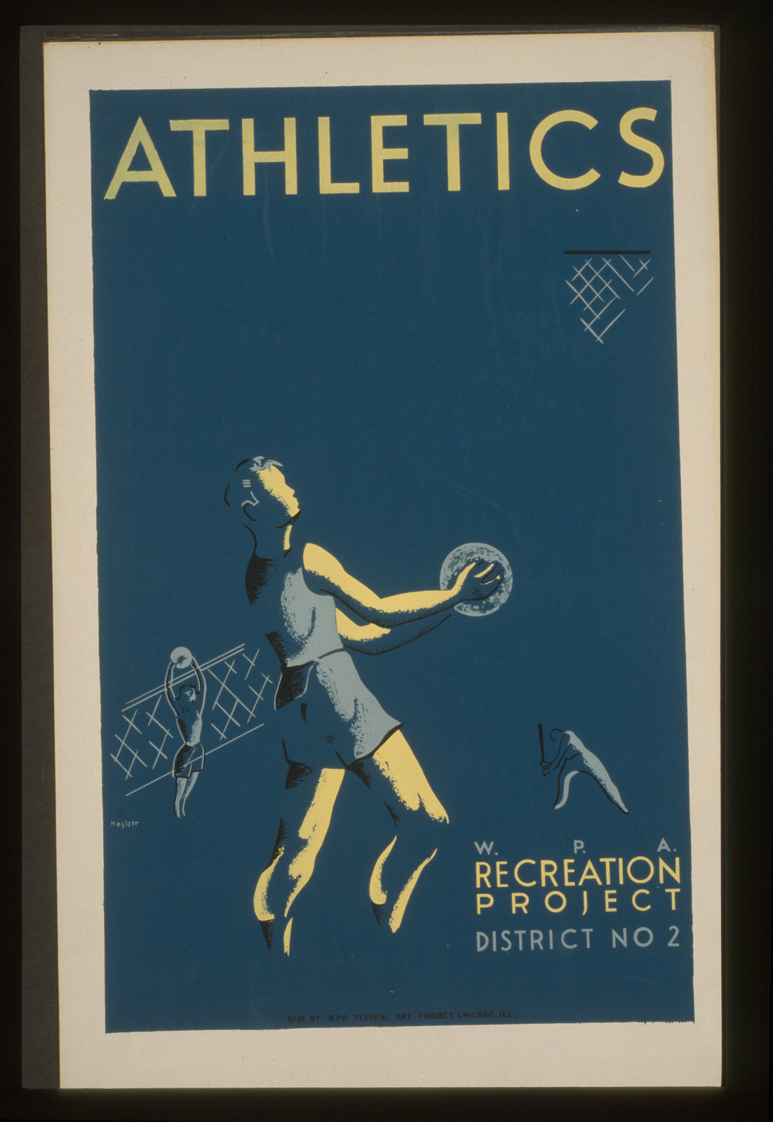 Athletics--W.P.A. recreation project Dist. No. 2 / Hazlett., 1936 — vintage poster