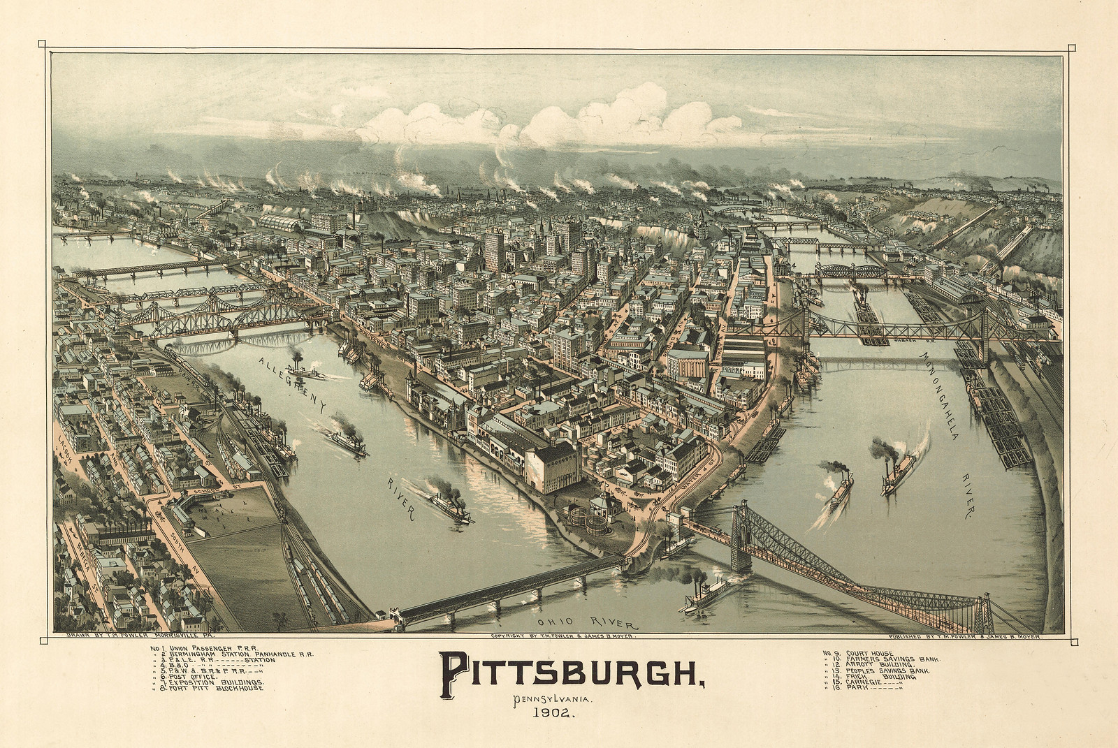 Bird's-eye view of Pittsburgh, Pennsylvania, 1902, 1902 — antique map