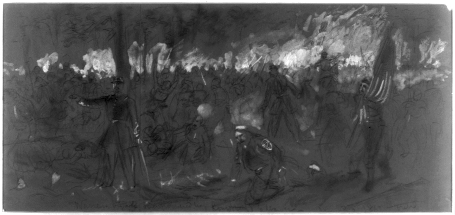 Warrens Brigade overpowered by Longstreets advance, 1862 [August] 30. — historic drawing