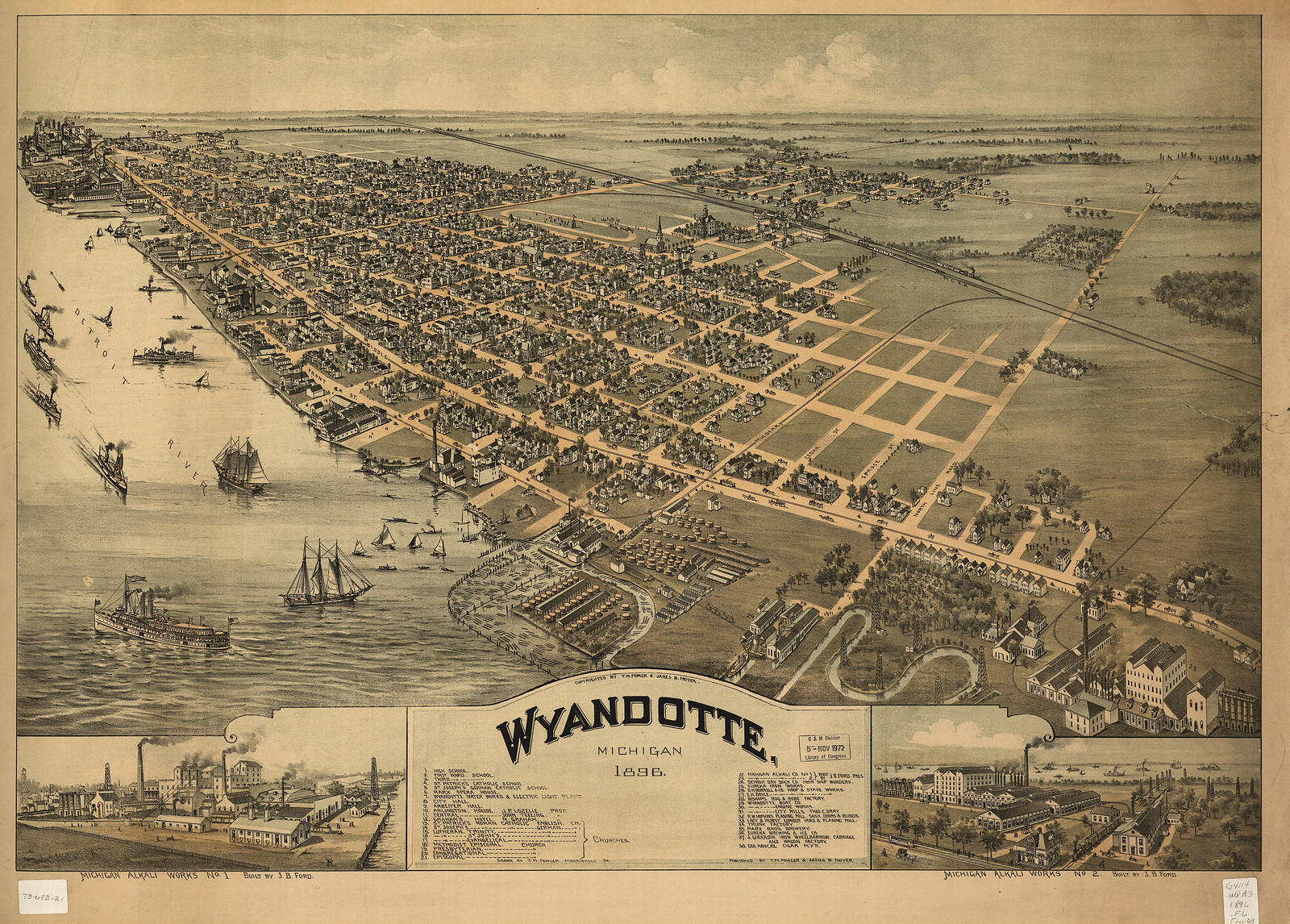 Wyandotte, Michigan, 1896, 1896 — antique map