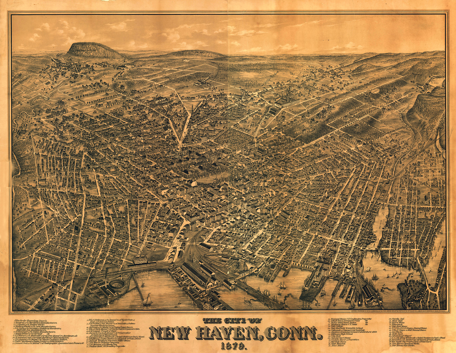 New Haven, Connecticut, 1879, 1879 — antique map