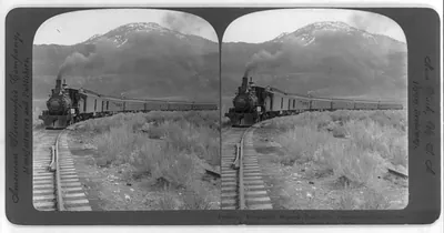 President Roosevelt's western tour - the presidential train in the Rockies