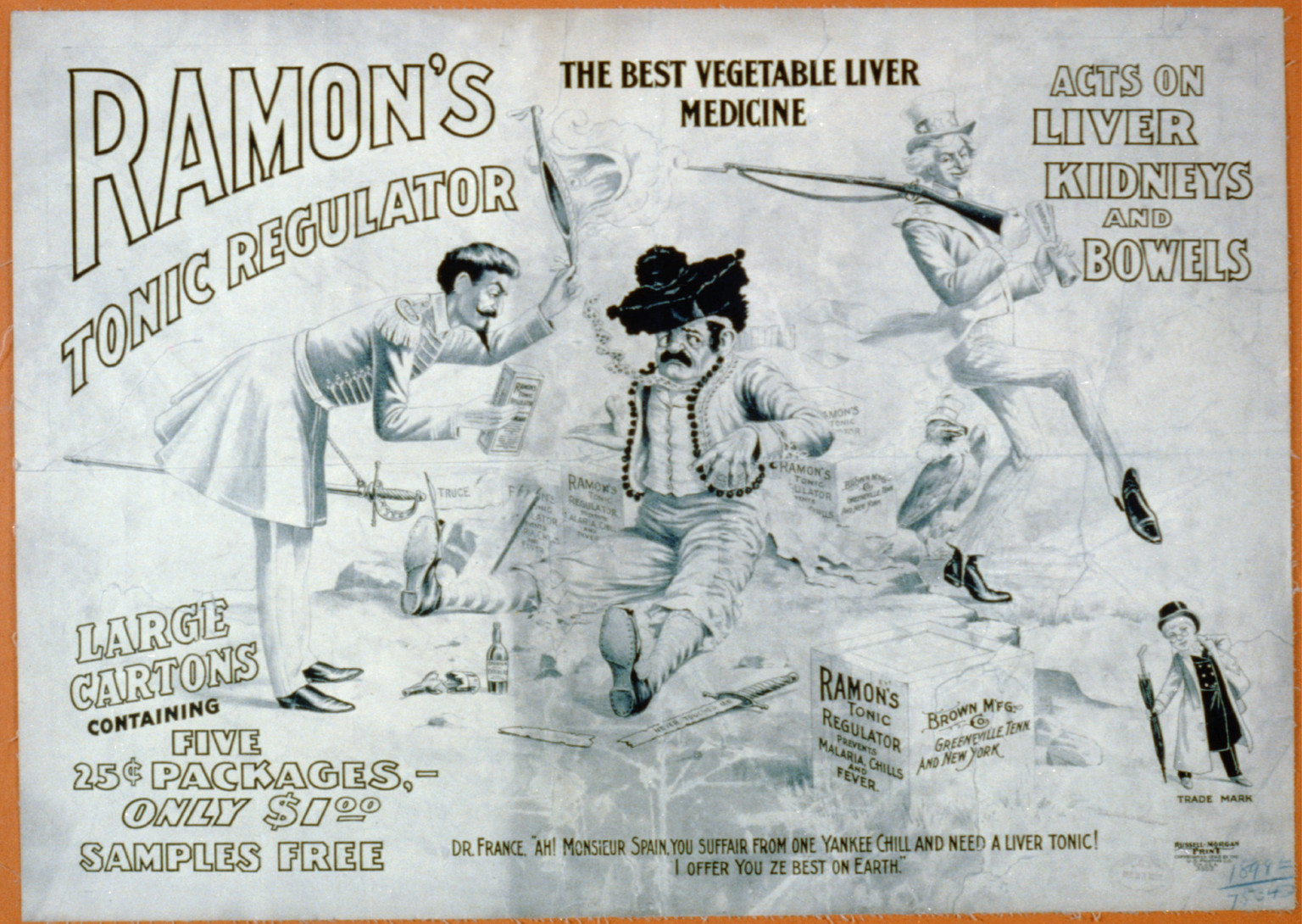 Ramon's Tonic Regulator...Acts on Liver, Kidneys and Bowels, Cincinnati : The U.S. Printing Co., 1898. — vintage poster