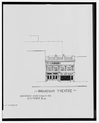 [Towers Theatre, Broadway and Pine St., and Broadway Theatre, Broadway near Kanglm (?) Ave., Camden, New Jersey] / AFD 1939.