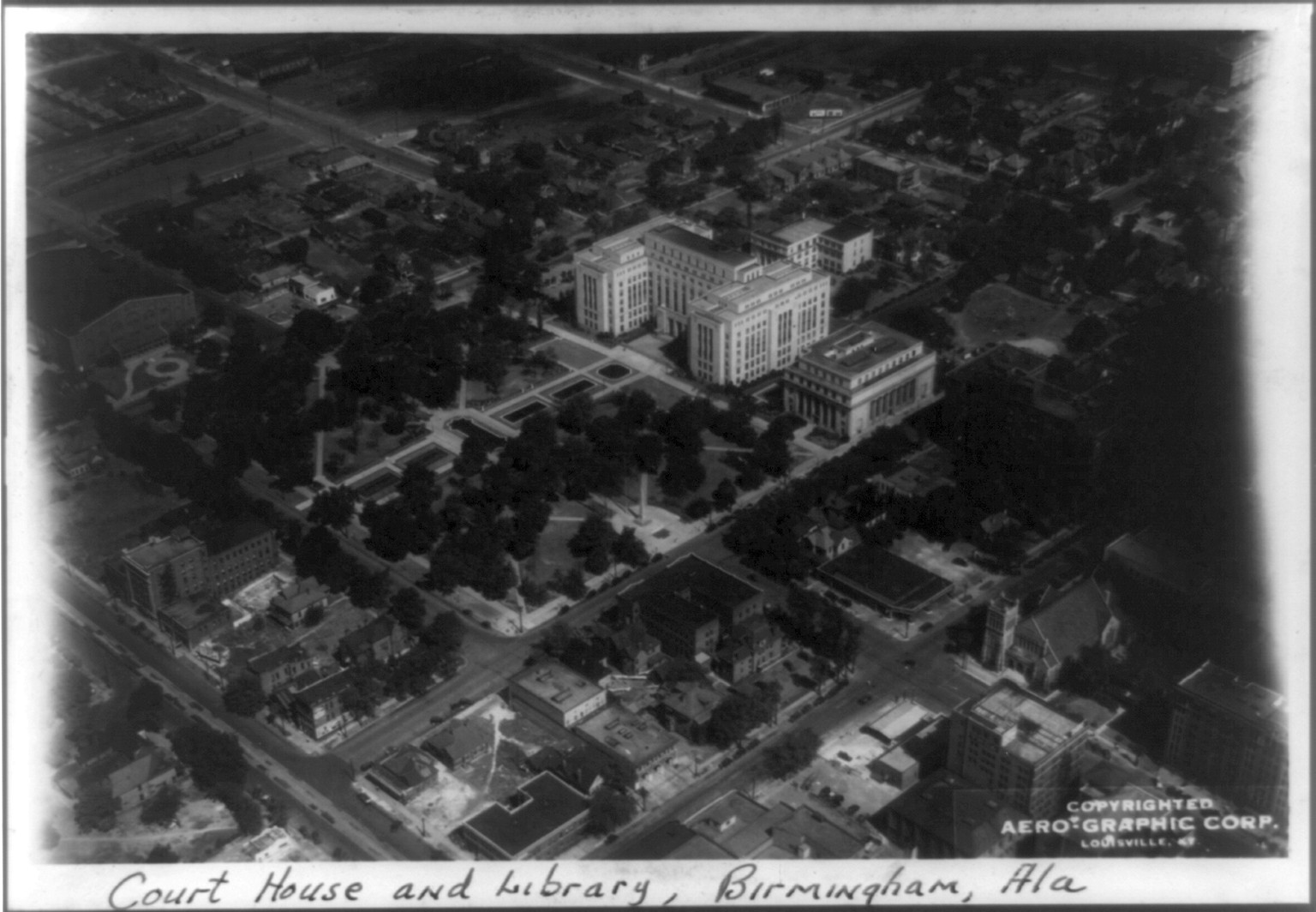 [Aerial views of Birmingham, Alabama: Court House and Library], c1934 Oct. 11. — historic photograph