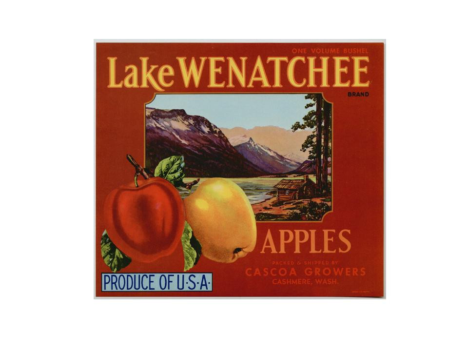 Lake Wenatchee Brand Apples crate label — historic image