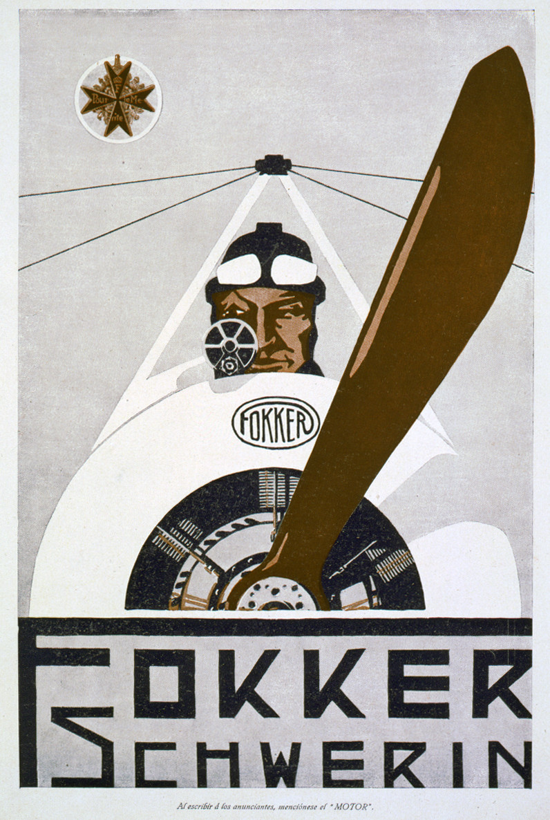 Fokker Schwerin, 1917 — historic print