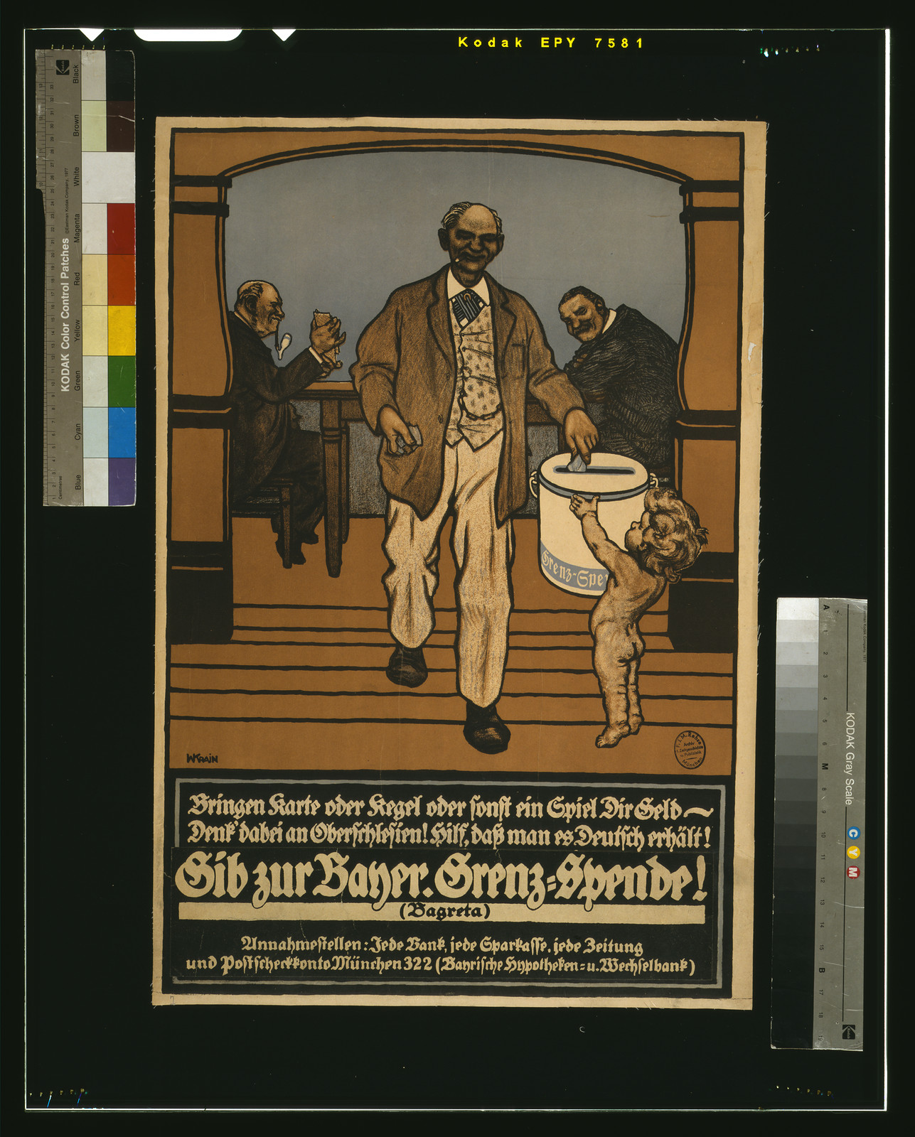 Gib zur Bayer. Grenz-Spende / W. Krain., 1920 — vintage poster