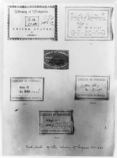Six bookplates of the Library of Congress, 1815-1864