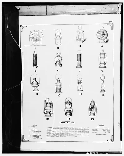 Book page of numbered lanterns titled LANTERNS