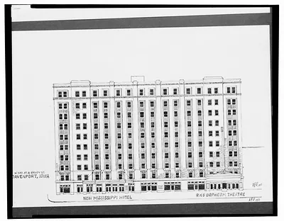 [RKO Orpheum Theatre and New Mississippi Hotel, West 3rd St. and Brady St., Davenport, Iowa] / AFD 1933.
