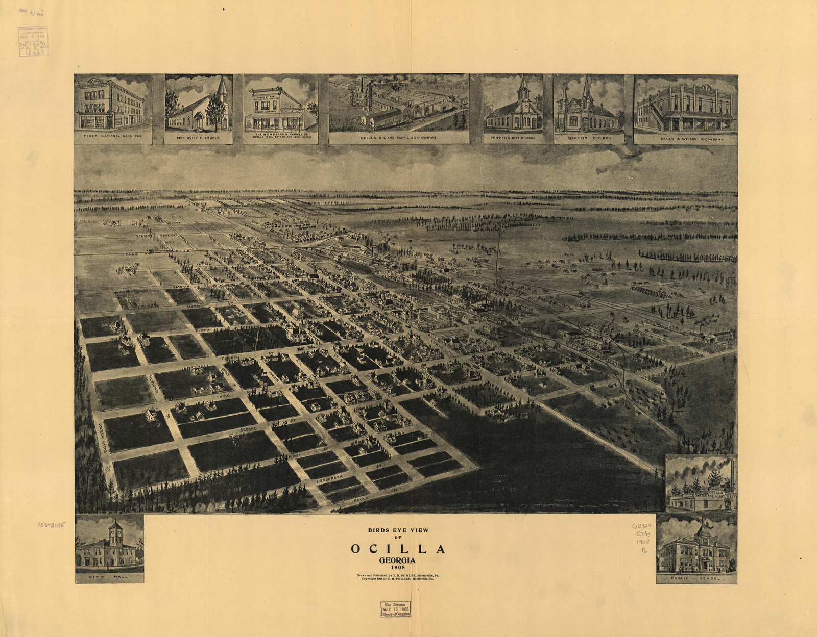 Ocilla, Georgia, 1908, 1908 — antique map