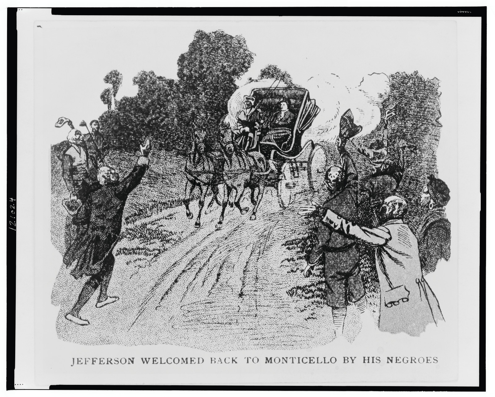 Jefferson welcomed back to Monticello by his Negroes, [between 1900 and 1943] — historic photograph