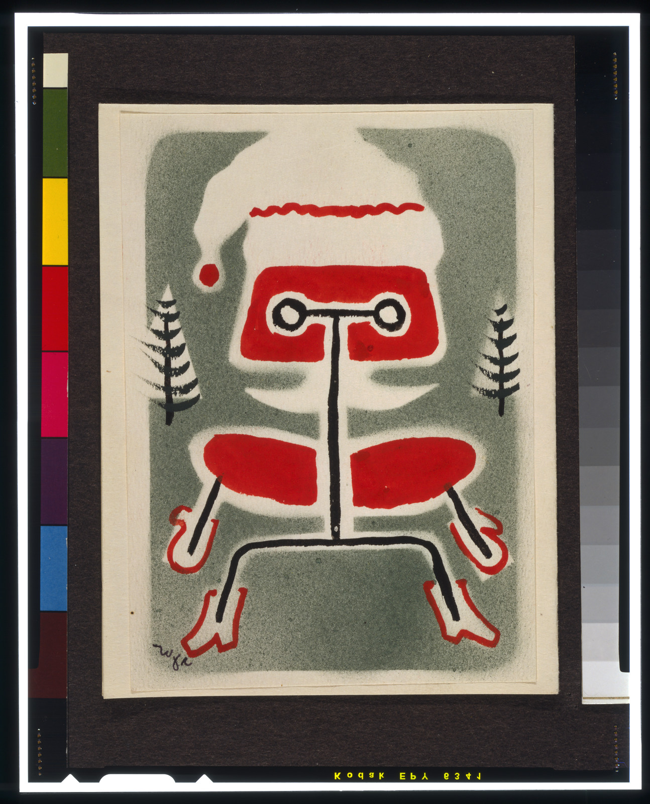 [Christmas card with Eames chair as Santa Claus] — historic drawing