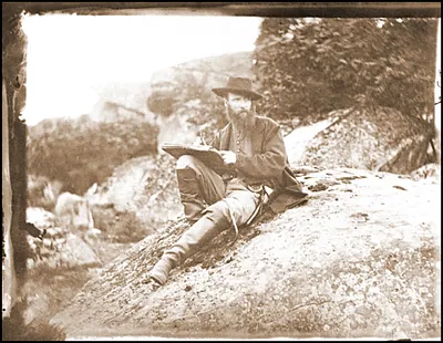 Gettysburg Pa. Alfred R. Waud artist of Harpers Weekly sketching on battlefield