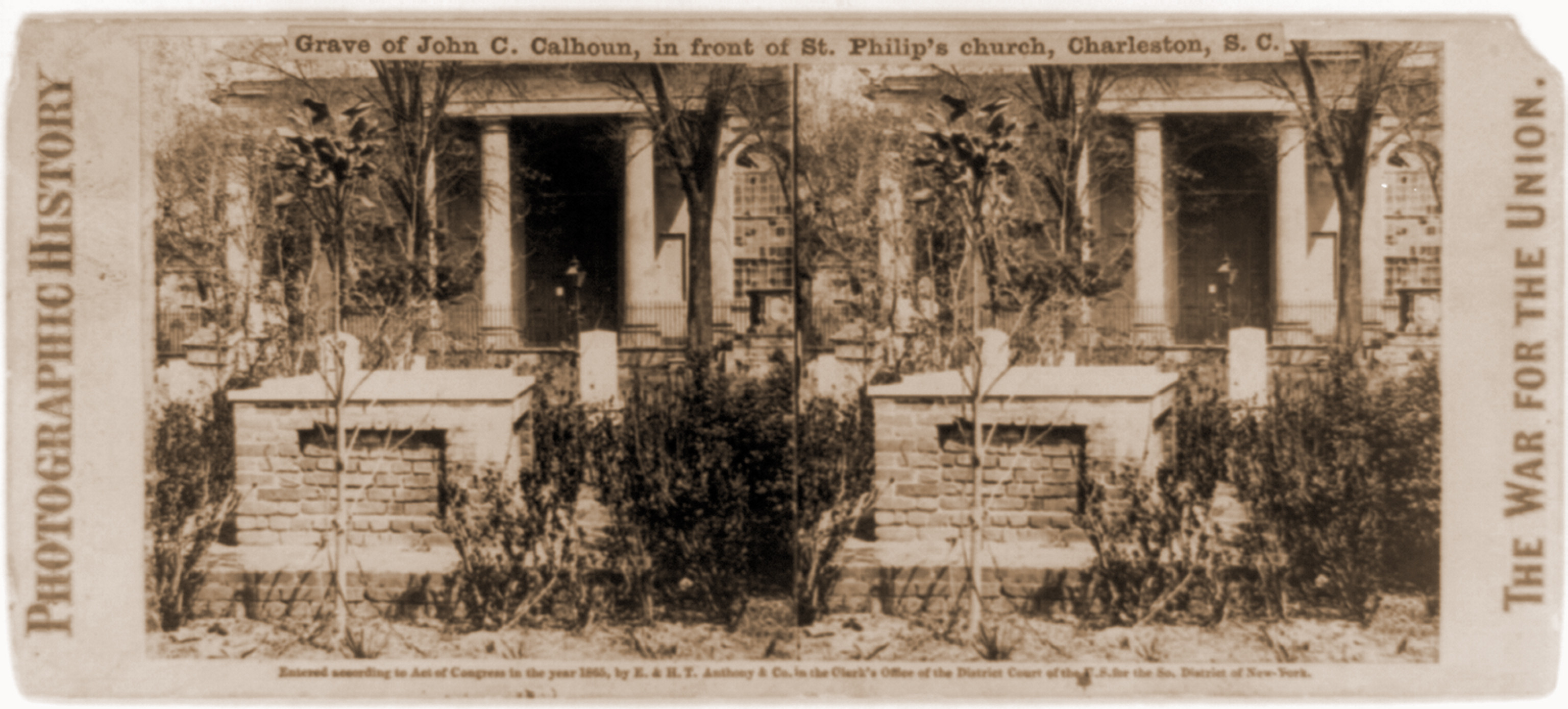 Grave of John C. Calhoun in front of St. Philips Church Charleston S.C., 1865 — historic photograph