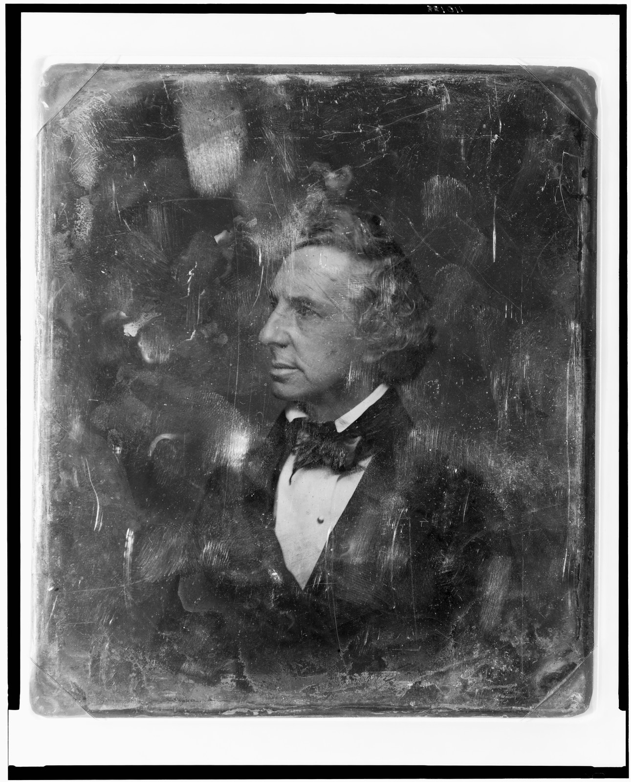 Daguerreotype portrait of an unidentified man in profile, 1844 — historic photograph