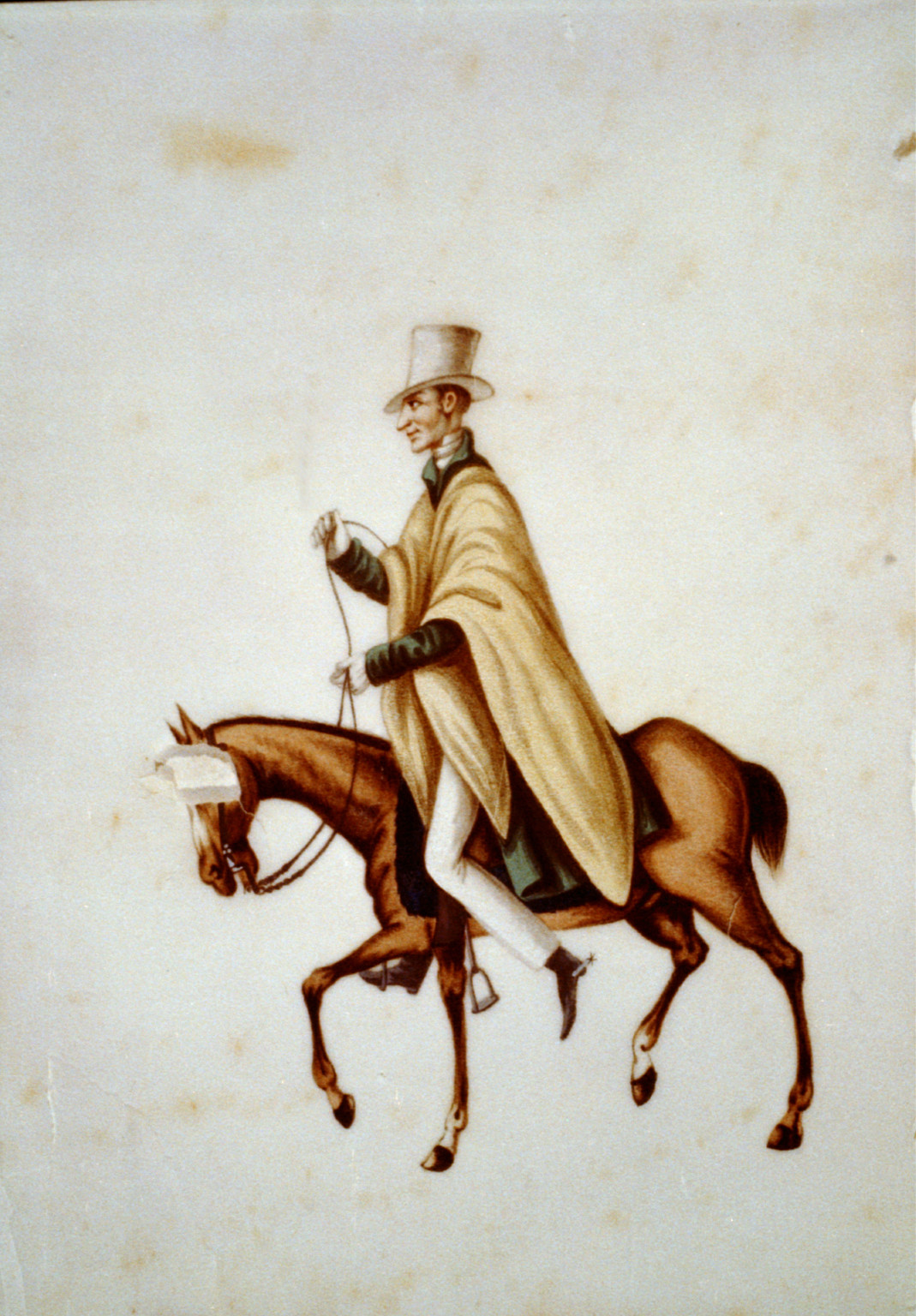[Man on horseback, Peru], [between 1830 and 1840] — historic drawing
