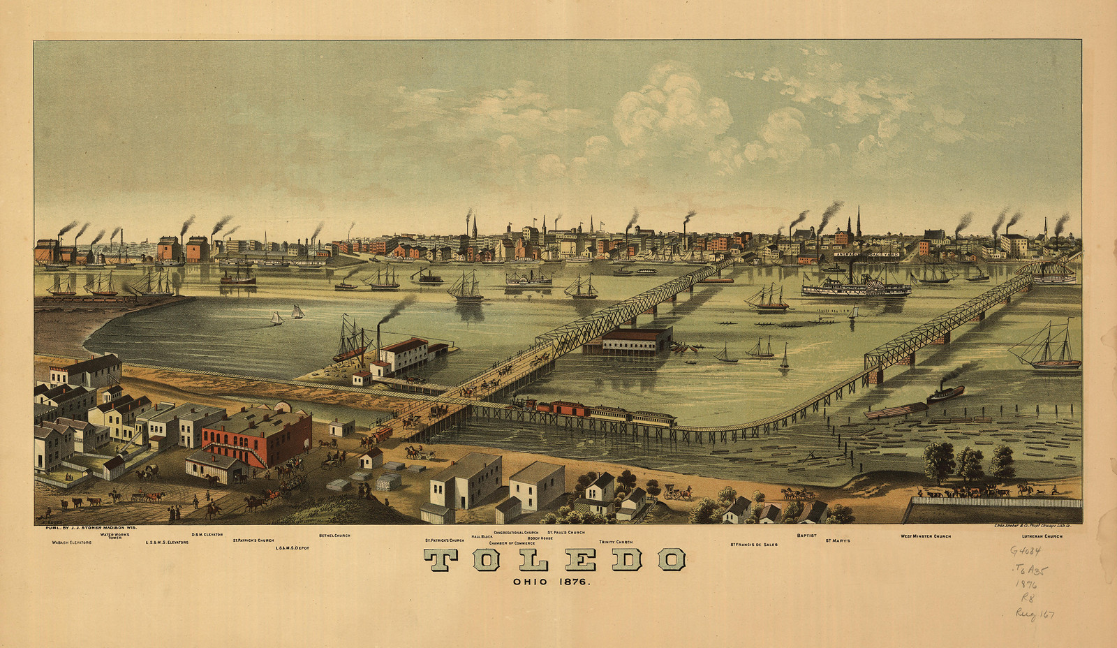Toledo, Ohio, 1876, 1876 — antique map