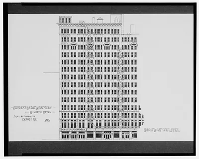 [Shubert Great Northern Theatre and Majestic Hotel, Quincy St. and N. Dearborn St., Chicago, Illinois] / AFD 1928.
