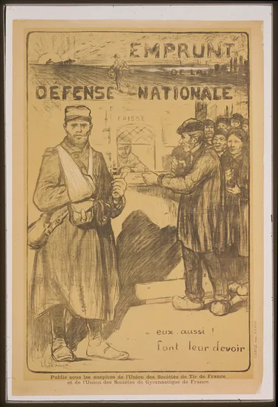 Emprunt de la Défense Nationale: war loan poster with soldier