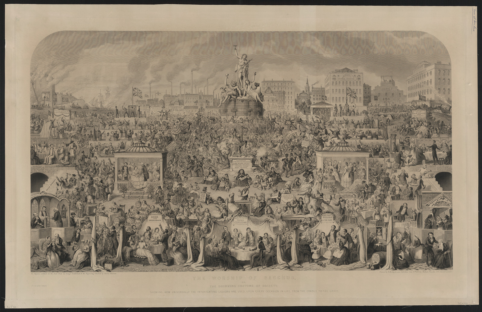 The worship of Bacchus, or, the drinking customs of society, London : William Tweedie ; 1864 June 20 (printed by R. Holdgate). — antique engraving