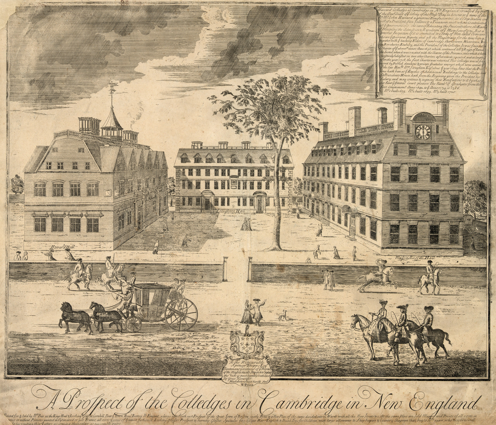 A Prospect of the Colledges in Cambridge in New England — historic image
