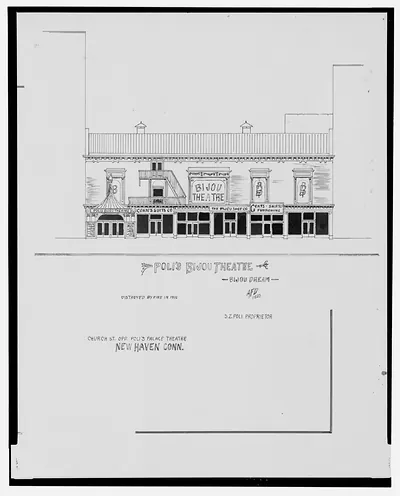 [New Bijou Theatre and Poli's Bijou Theatre (Bijou Dream), Church St. opposite Poli's Palace Theatre, New Haven, Connecticut] / AFD 1923.