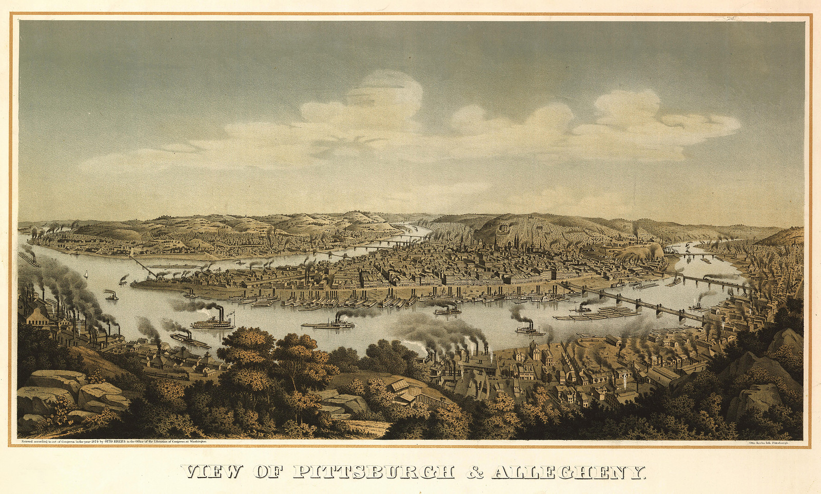 Pittsburgh, Pennsylvania, 1874, 1874 — antique map