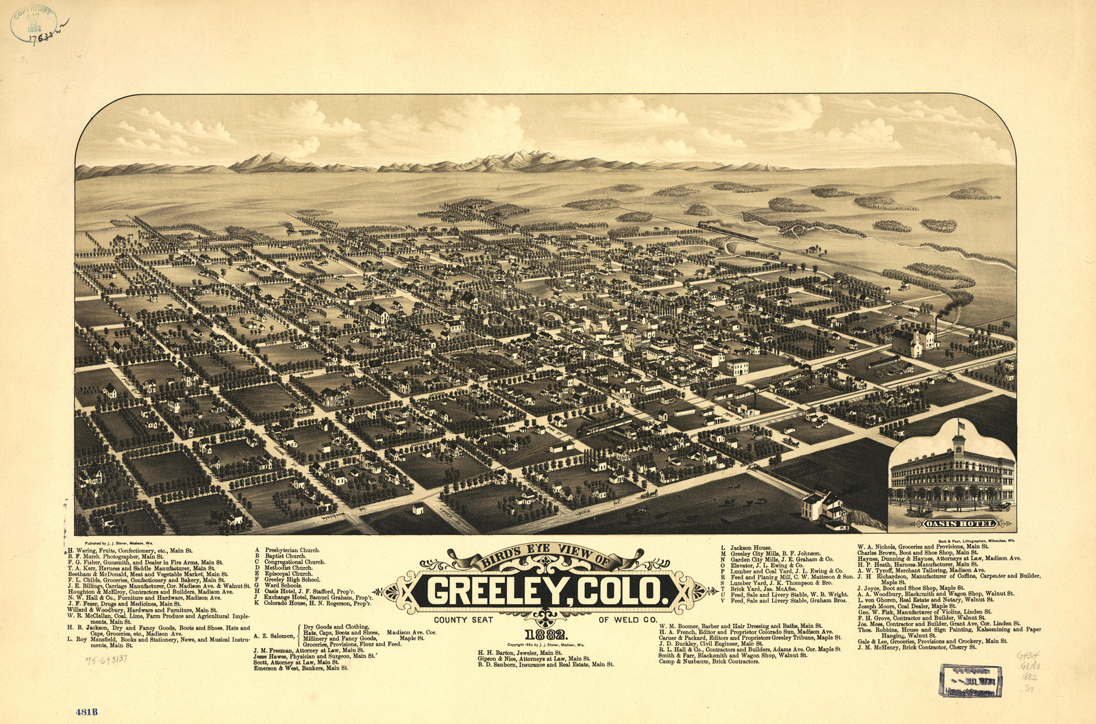 Greely, Colorado, 1882, 1882 — antique map