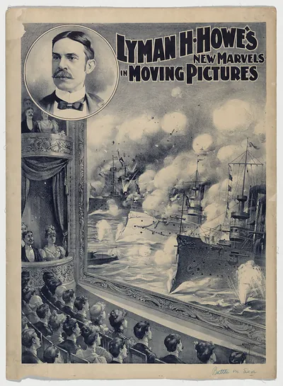 Lyman H. Howe's New Marvels in Moving Pictures: naval battle poster