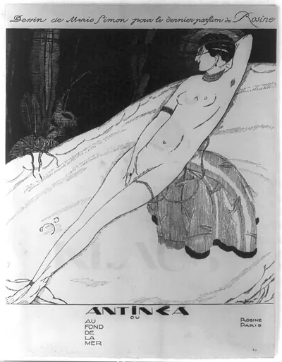 [French perfumes advertisements, with Art Nouveau illus: Antinea" by Mario Simon]"